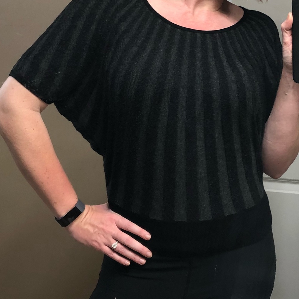Express Black & Grey Striped Sweater Top